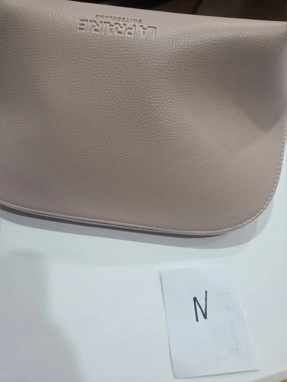 La Prairie Pink Leather Cosmetic Pouch